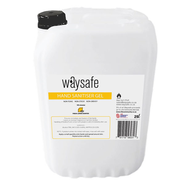 Waysafe Hand Sanitiser Gel Lemon Scented 25 Litre